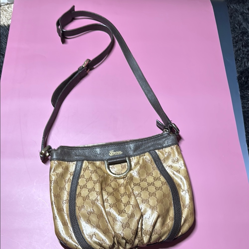 Rare Vintage Gucci GG Supreme PVC Brown Shoulder Bag No Callouts